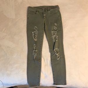 Army Green Ripped Jeans